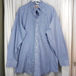 Gold Label Roundtree And York‎ 16 1/2 36. White And Blue Stripe Button Down